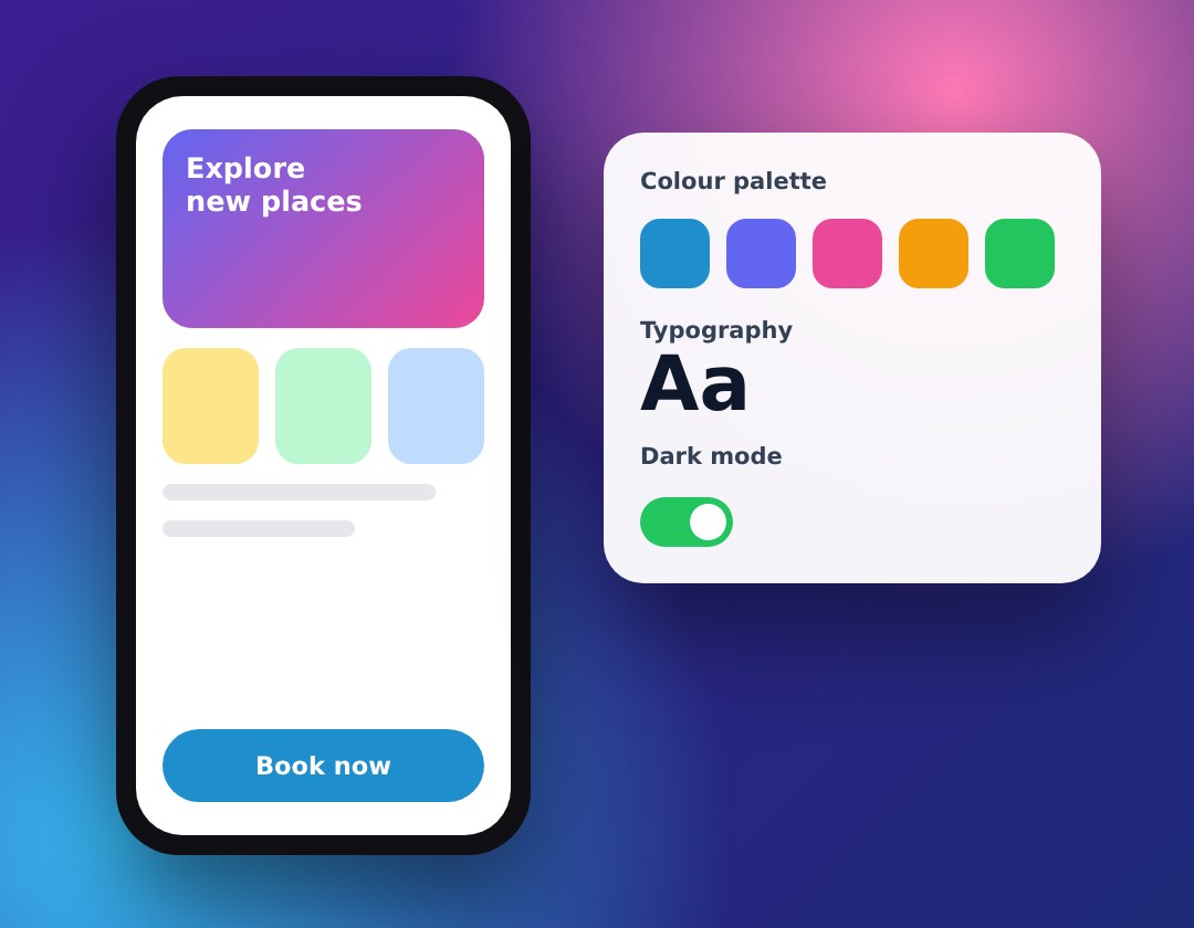 Modern user interface design on screen